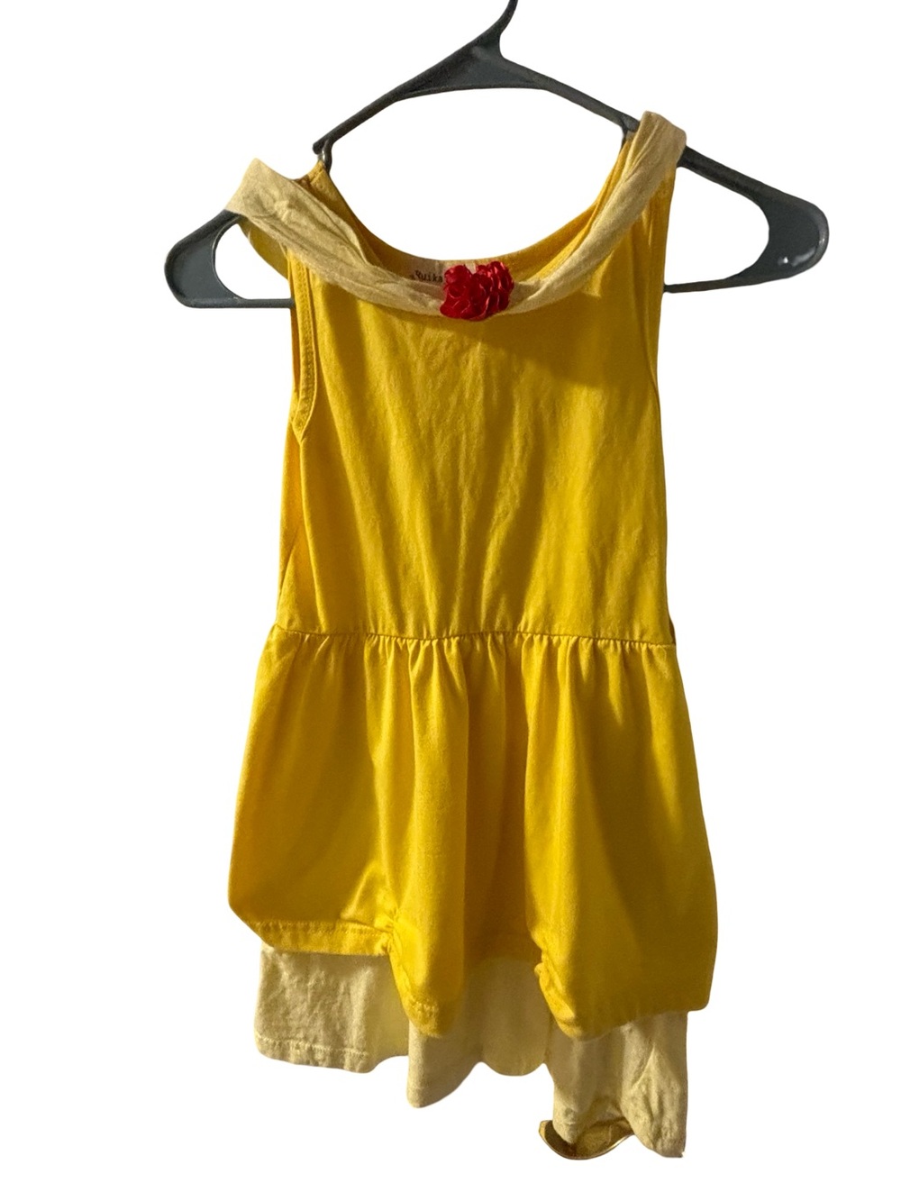 Girls Yellow Sleeveless Casual Dress with Red Flower Accent Size 7-8T